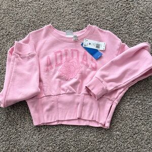 Adidas Women's Pink Sweatshirt with Floral Design